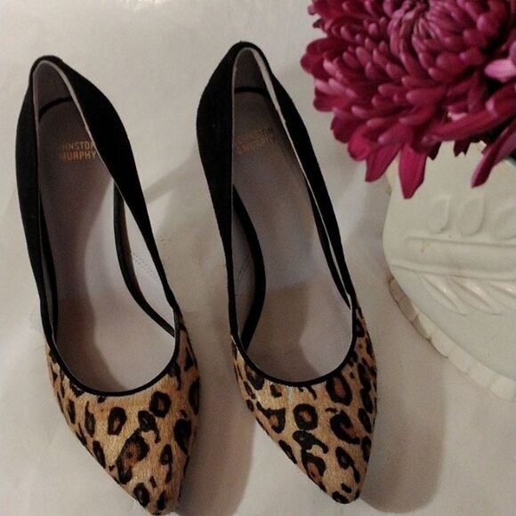 Johnston & Murphy Calf Hair, Animal Print Heels - Picture 1 of 12